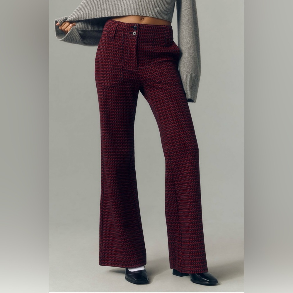 Maeve The Naomi High-Rise Wide-Leg: Mini Marled Houndstooth Edition